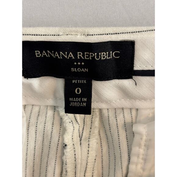 Banana Republic Women's 0 Petite Sloan Ivory Black Stripe Cropped Pants Modern - Picture 3 of 8